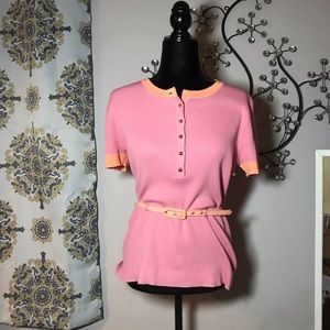 JONES NEW YORK Vintage Retro 70s style Pink Top